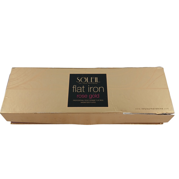 Soleil Solid Ceramic Flat Iron Magnetized Plates Hair Straighter - Rose Gold - Picture 4 of 15